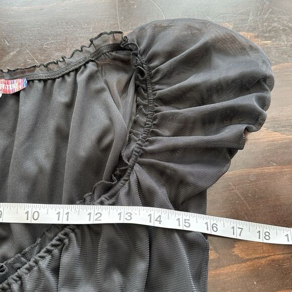 Urban Outfitters Black Babydoll Dress Chiffon Puff Sleeve Witch Goth Twilight L - Picture 10 of 13